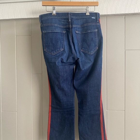 Mother: The Insider Crop Step Fray Jeans with Red Stripe - Picture 4 of 4